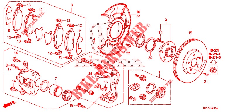 VORDERRADBREMSE (2) für Honda CR-V 2.0 EXCLUSIVE NAVI 5 Türen 6 gang-Schaltgetriebe 2014