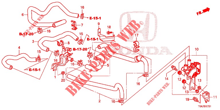 WASSERSCHLAUCH/HEIZUNGSSCHACHT (2.0L) (LH) für Honda CR-V 2.0 EXCLUSIVE NAVI 5 Türen 6 gang-Schaltgetriebe 2014