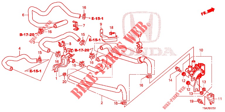 WASSERSCHLAUCH/HEIZUNGSSCHACHT (2.0L) (LH) für Honda CR-V 2.0 S 5 Türen 6 gang-Schaltgetriebe 2014