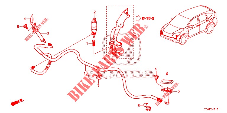 SCHEINWERFERWASCHER (1) für Honda CR-V 2.0 COMFORT 5 Türen 6 gang-Schaltgetriebe 2015