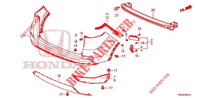 HINTERER STOSSFAENGER (2) für Honda CR-V 2.0 EXCLUSIVE NAVI 5 Türen 6 gang-Schaltgetriebe 2015