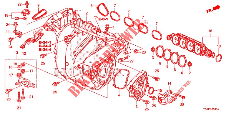 ANSAUGKRUEMMER (2.0L) für Honda CR-V 2.0 EXCLUSIVE NAVI 5 Türen 5 gang automatikgetriebe 2015