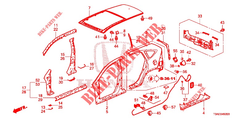 AUSSENBLECHE/DACHPLATTE  für Honda CR-V 2.0 EXCLUSIVE NAVI 5 Türen 5 gang automatikgetriebe 2015