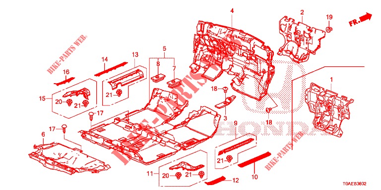 BODENMATTE/ISOLATOR (3) für Honda CR-V 2.0 EXCLUSIVE NAVI 5 Türen 5 gang automatikgetriebe 2015