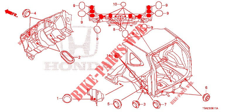 GUMMITUELLE (ARRIERE) für Honda CR-V 2.0 EXCLUSIVE NAVI 5 Türen 5 gang automatikgetriebe 2015