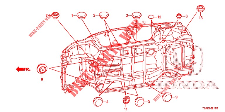 GUMMITUELLE (INFERIEUR) für Honda CR-V 2.0 EXCLUSIVE NAVI 5 Türen 5 gang automatikgetriebe 2015