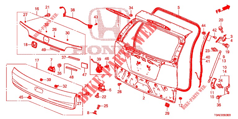 HECKKLAPPENPLATTE(2D)  für Honda CR-V 2.0 EXCLUSIVE NAVI 5 Türen 5 gang automatikgetriebe 2015