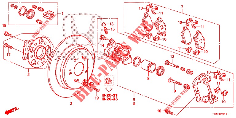 HINTERRADBREMSE (2) für Honda CR-V 2.0 EXCLUSIVE NAVI 5 Türen 5 gang automatikgetriebe 2015