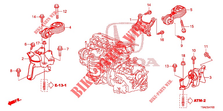 MOTORBEFESTIGUNGEN (2.0L) (AT) für Honda CR-V 2.0 EXCLUSIVE NAVI 5 Türen 5 gang automatikgetriebe 2015