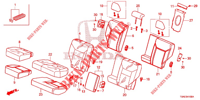 RUECKSITZ/SITZGURT,(2D)  für Honda CR-V 2.0 EXCLUSIVE NAVI 5 Türen 5 gang automatikgetriebe 2015