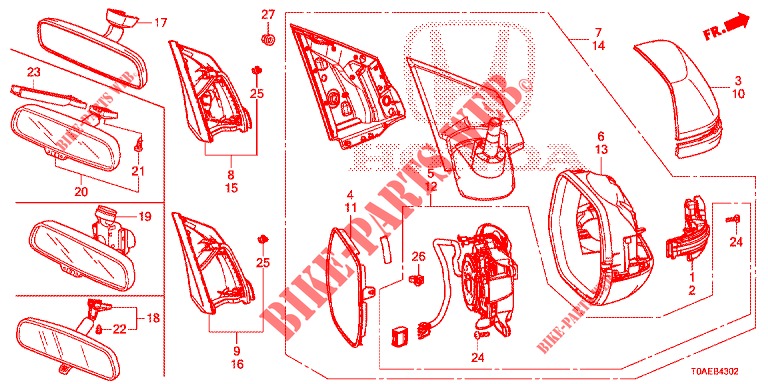 SPIEGEL/SCHIEBEDACH (3) für Honda CR-V 2.0 EXCLUSIVE NAVI 5 Türen 5 gang automatikgetriebe 2015