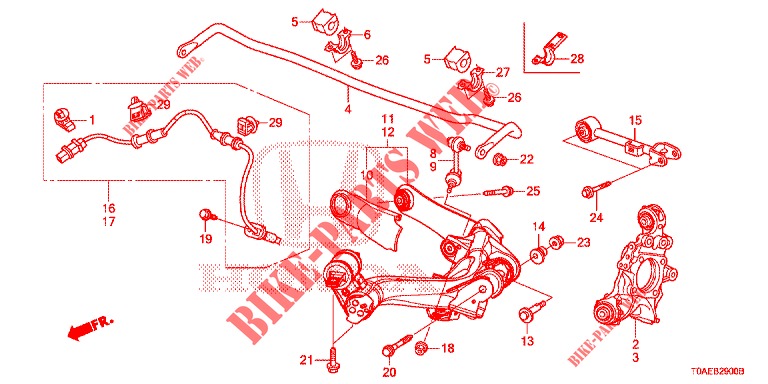 UNTERER ARM, HINTEN/FUEHRUNGSARM  für Honda CR-V 2.0 EXCLUSIVE NAVI 5 Türen 5 gang automatikgetriebe 2015