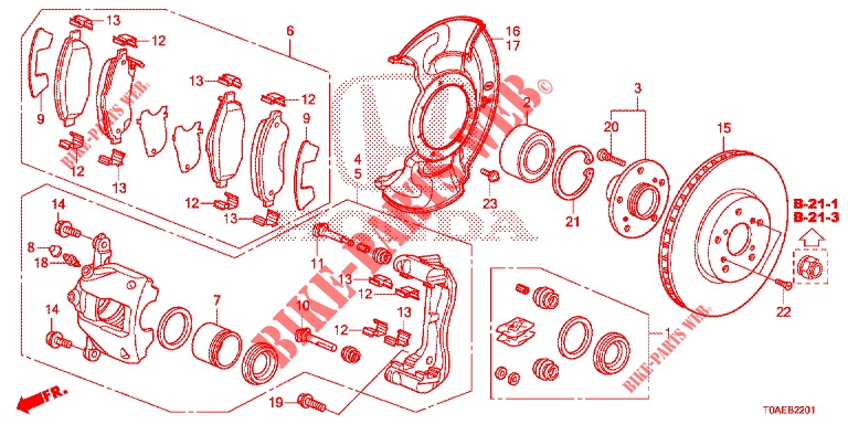 VORDERRADBREMSE (2) für Honda CR-V 2.0 EXCLUSIVE NAVI 5 Türen 5 gang automatikgetriebe 2015