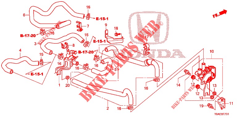 WASSERSCHLAUCH/HEIZUNGSSCHACHT (LH) (2.0L) für Honda CR-V 2.0 EXCLUSIVE NAVI 5 Türen 5 gang automatikgetriebe 2015