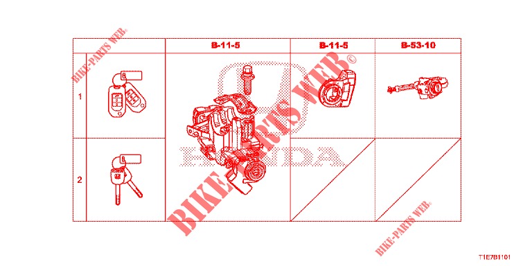 SCHLOSSZYLINDER (SATZ)(LH)  für Honda CR-V 2.0 COMFORT 5 Türen 5 gang automatikgetriebe 2018