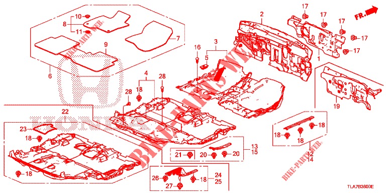 BODENMATTE/ISOLATOR  für Honda CR-V 1.5 BASE 5 Türen 6 gang-Schaltgetriebe 2019