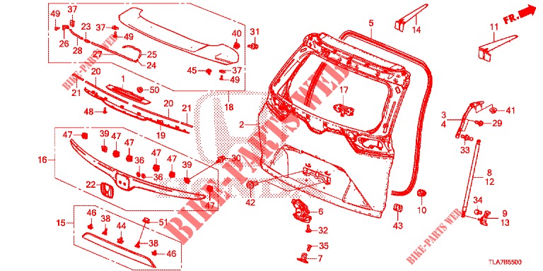HECKKLAPPENPLATTE(2D)  für Honda CR-V 1.5 BASE 5 Türen 6 gang-Schaltgetriebe 2019