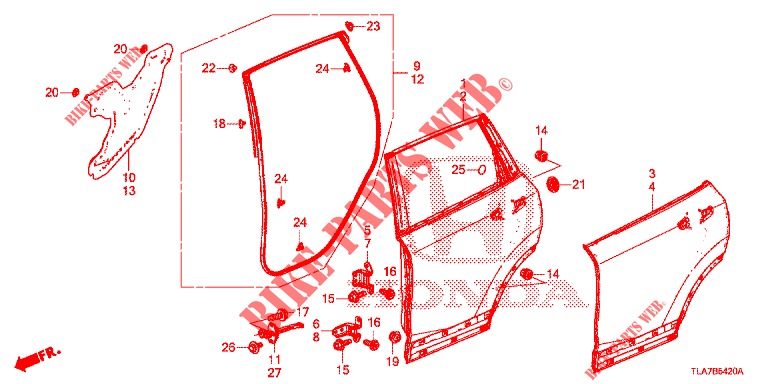 TUERBLECHE, HINTEN(4D)  für Honda CR-V 1.5 BASE 5 Türen 6 gang-Schaltgetriebe 2019