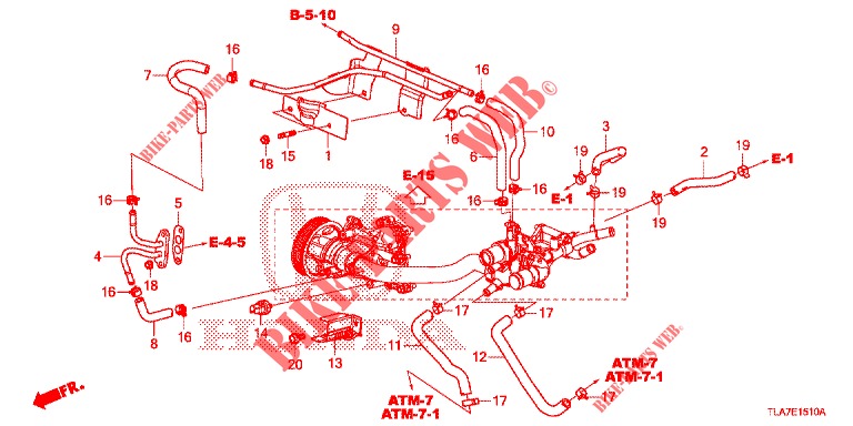 WASSERSCHLAUCH/HEIZUNGSSCHACHT (1.5L) für Honda CR-V 1.5 BASE 5 Türen 6 gang-Schaltgetriebe 2019