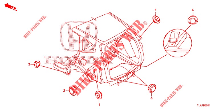 GUMMITUELLE (ARRIERE) für Honda CR-V 1.5 MID 5 Türen 6 gang-Schaltgetriebe 2019