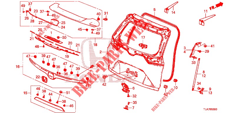 HECKKLAPPENPLATTE(2D)  für Honda CR-V 1.5 MID 5 Türen 6 gang-Schaltgetriebe 2019
