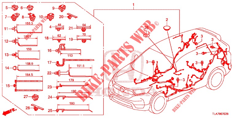 KABELBAUM (3) für Honda CR-V 1.5 MID 5 Türen 6 gang-Schaltgetriebe 2019