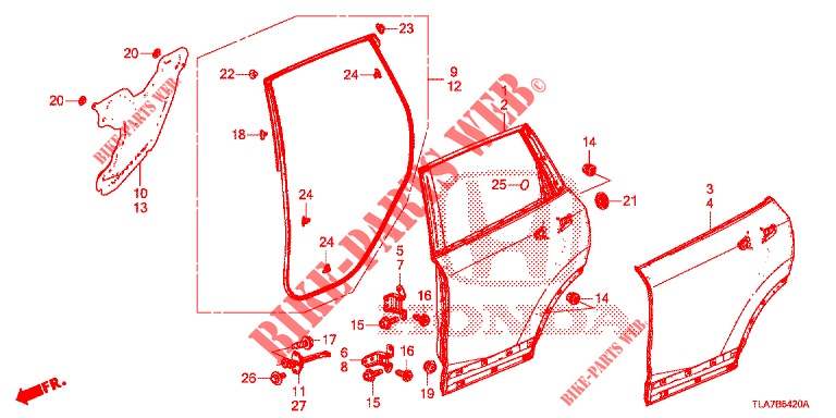 TUERBLECHE, HINTEN(4D)  für Honda CR-V 1.5 MID 5 Türen 6 gang-Schaltgetriebe 2019