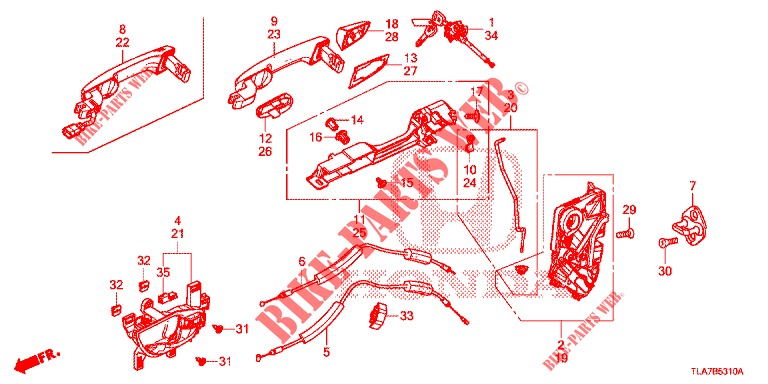 TUERSCHLOESSER, VORNE/AEUSSERER GRIFF  für Honda CR-V 1.5 MID 5 Türen 6 gang-Schaltgetriebe 2019