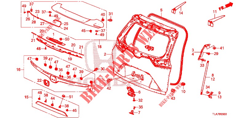 HECKKLAPPENPLATTE(2D)  für Honda CR-V 1.5 MID 5 Türen vollautomatische 2019