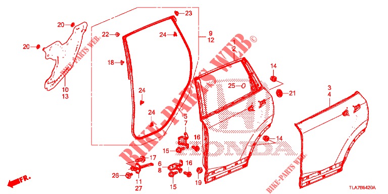 TUERBLECHE, HINTEN(4D)  für Honda CR-V 1.5 MID 5 Türen vollautomatische 2019