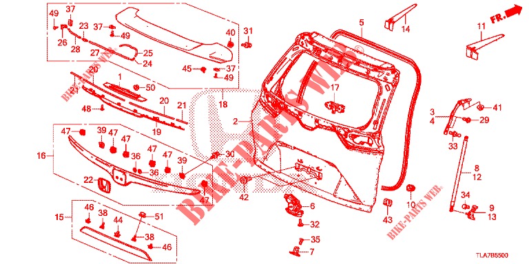 HECKKLAPPENPLATTE(2D)  für Honda CR-V 1.5 TOP 5 Türen vollautomatische 2019