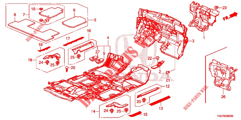 BODENMATTE/ISOLATOR  für Honda CR-V DIESEL 2.2 ELEGANCE 5 Türen 6 gang-Schaltgetriebe 2014