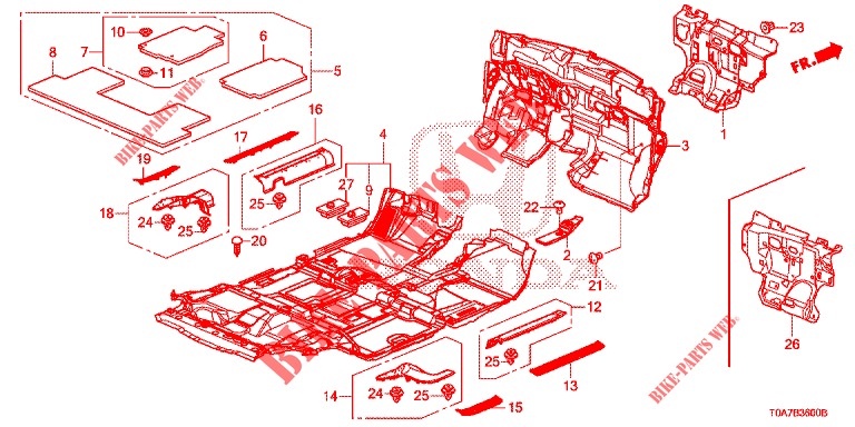 BODENMATTE/ISOLATOR  für Honda CR-V DIESEL 2.2 EXCLUSIVE 5 Türen 6 gang-Schaltgetriebe 2013