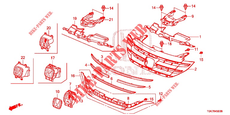 GRILL, VORNE/ZIERLEISTE  für Honda CR-V DIESEL 2.2 EXCLUSIVE 5 Türen 6 gang-Schaltgetriebe 2013