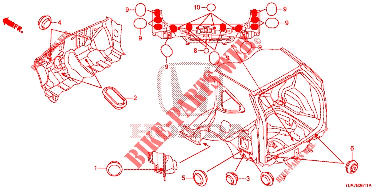 GUMMITUELLE (ARRIERE) für Honda CR-V DIESEL 2.2 EXCLUSIVE 5 Türen 6 gang-Schaltgetriebe 2013