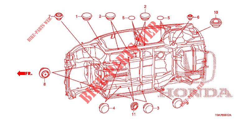 GUMMITUELLE (INFERIEUR) für Honda CR-V DIESEL 2.2 EXCLUSIVE 5 Türen 6 gang-Schaltgetriebe 2013