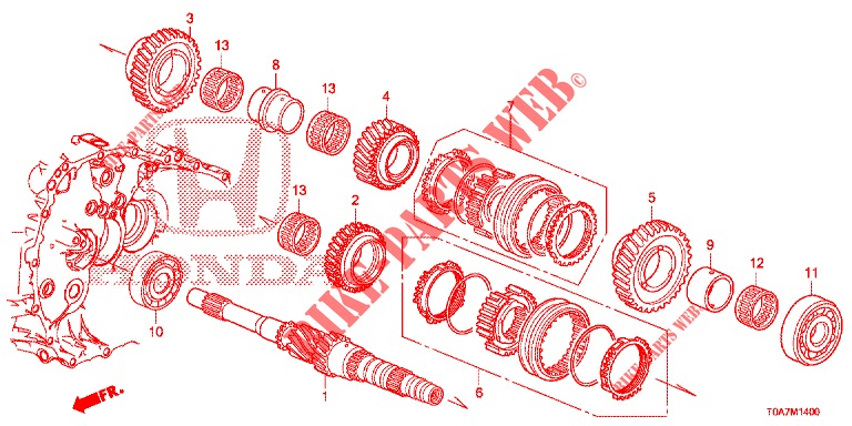 HAUPTWELLE (DIESEL) (2.2L) für Honda CR-V DIESEL 2.2 EXCLUSIVE 5 Türen 6 gang-Schaltgetriebe 2013