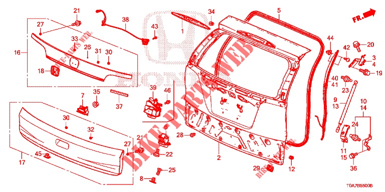 HECKKLAPPENPLATTE(2D)  für Honda CR-V DIESEL 2.2 EXCLUSIVE 5 Türen 6 gang-Schaltgetriebe 2013