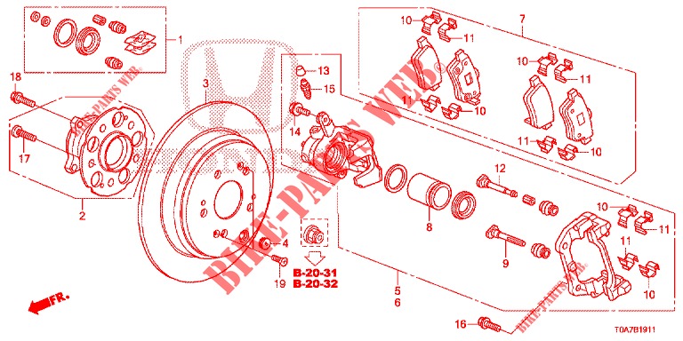 HINTERRADBREMSE (2) für Honda CR-V DIESEL 2.2 EXCLUSIVE 5 Türen 6 gang-Schaltgetriebe 2013