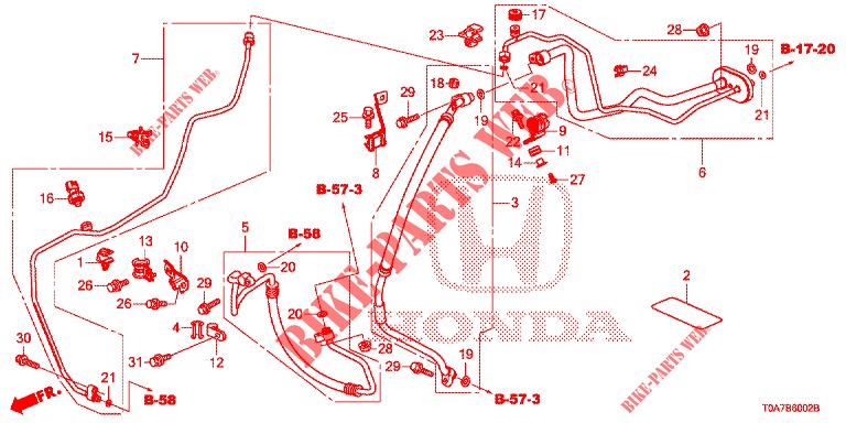 KLIMAANLAGE (FLEXIBLES/TUYAUX) (DIESEL) (2.2L) (LH) für Honda CR-V DIESEL 2.2 EXCLUSIVE 5 Türen 6 gang-Schaltgetriebe 2013