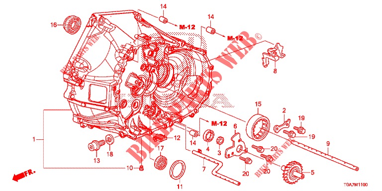 KUPPLUNGSGEHAEUSE (DIESEL) (2.2L) für Honda CR-V DIESEL 2.2 EXCLUSIVE 5 Türen 6 gang-Schaltgetriebe 2013