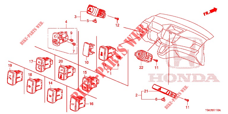 SCHALTER (LH) für Honda CR-V DIESEL 2.2 EXCLUSIVE 5 Türen 6 gang-Schaltgetriebe 2013