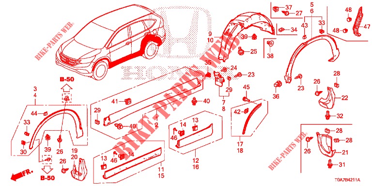 SEITENSCHWELLER ZIERLEISTE/SCHUTZ  für Honda CR-V DIESEL 2.2 EXCLUSIVE 5 Türen 6 gang-Schaltgetriebe 2013