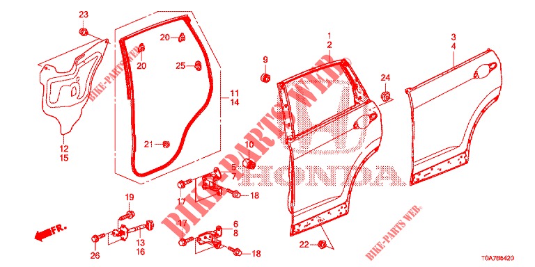 TUERBLECHE, HINTEN(4D)  für Honda CR-V DIESEL 2.2 EXCLUSIVE 5 Türen 6 gang-Schaltgetriebe 2013