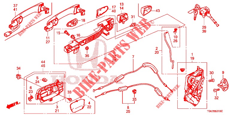 TUERSCHLOESSER, VORNE/AEUSSERER GRIFF  für Honda CR-V DIESEL 2.2 EXCLUSIVE 5 Türen 6 gang-Schaltgetriebe 2013