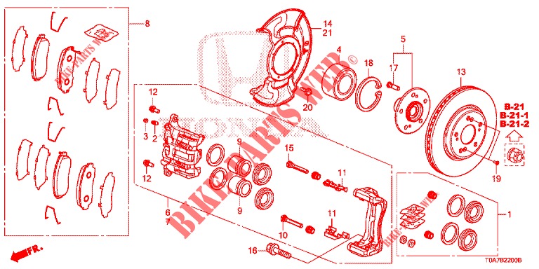 VORDERRADBREMSE (1) für Honda CR-V DIESEL 2.2 EXCLUSIVE 5 Türen 6 gang-Schaltgetriebe 2013