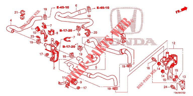 WASSERSCHLAUCH/HEIZUNGSSCHACHT (DIESEL) (2.2L) (LH) für Honda CR-V DIESEL 2.2 EXCLUSIVE 5 Türen 6 gang-Schaltgetriebe 2013