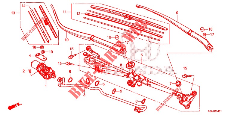 WINDSCHUTZSCHEIBENWISCHER (LH) (2) für Honda CR-V DIESEL 2.2 EXCLUSIVE 5 Türen 6 gang-Schaltgetriebe 2013
