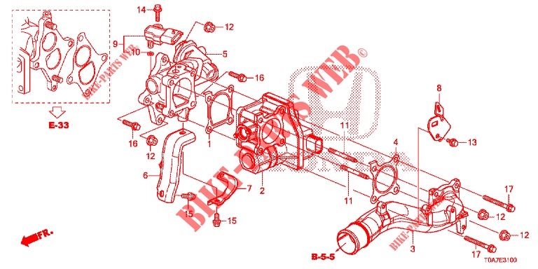 WIRBELSTEUERVENTIL (DIESEL) (2.2L) für Honda CR-V DIESEL 2.2 EXCLUSIVE 5 Türen 6 gang-Schaltgetriebe 2013