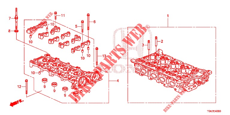 ZYLINDERKOPF (DIESEL) (2.2L) für Honda CR-V DIESEL 2.2 EXCLUSIVE 5 Türen 6 gang-Schaltgetriebe 2013